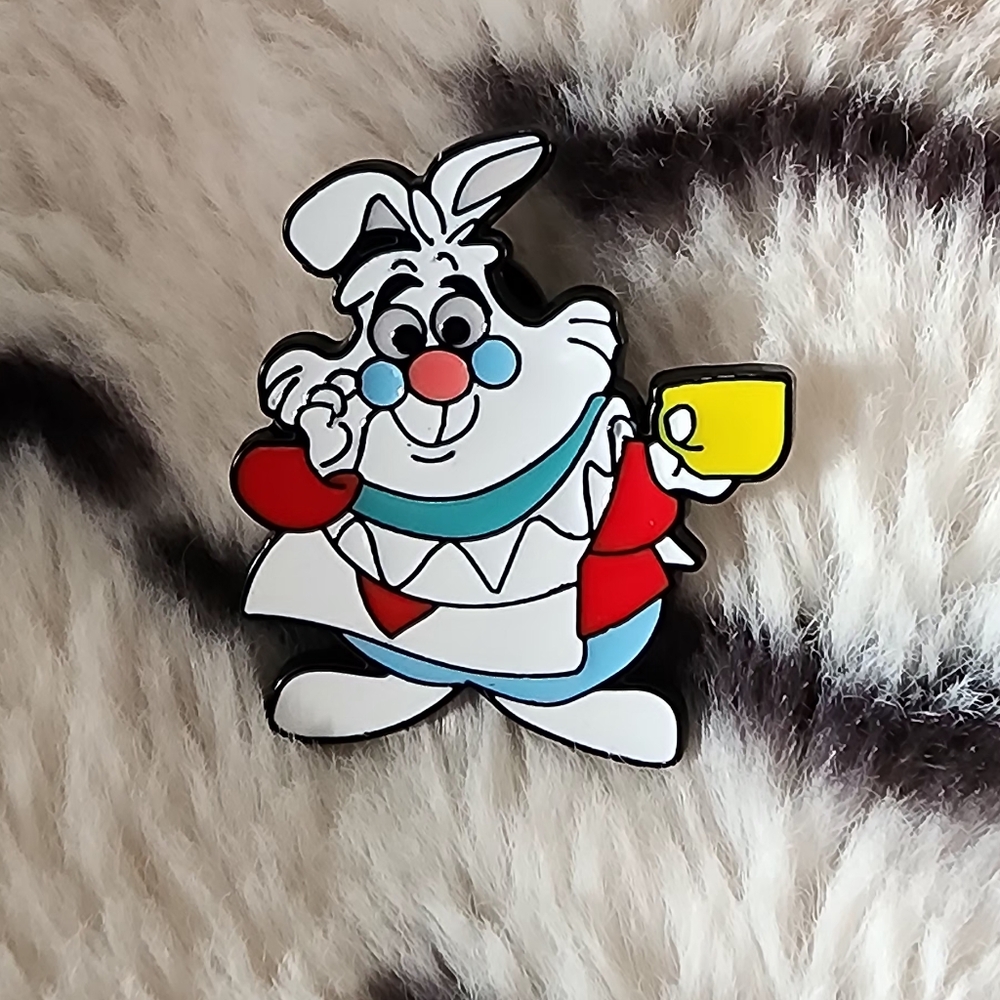 Alice In Wonderland Charming Rabbit Enamel Brooch - Red, Blue, Yellow